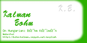 kalman bohm business card